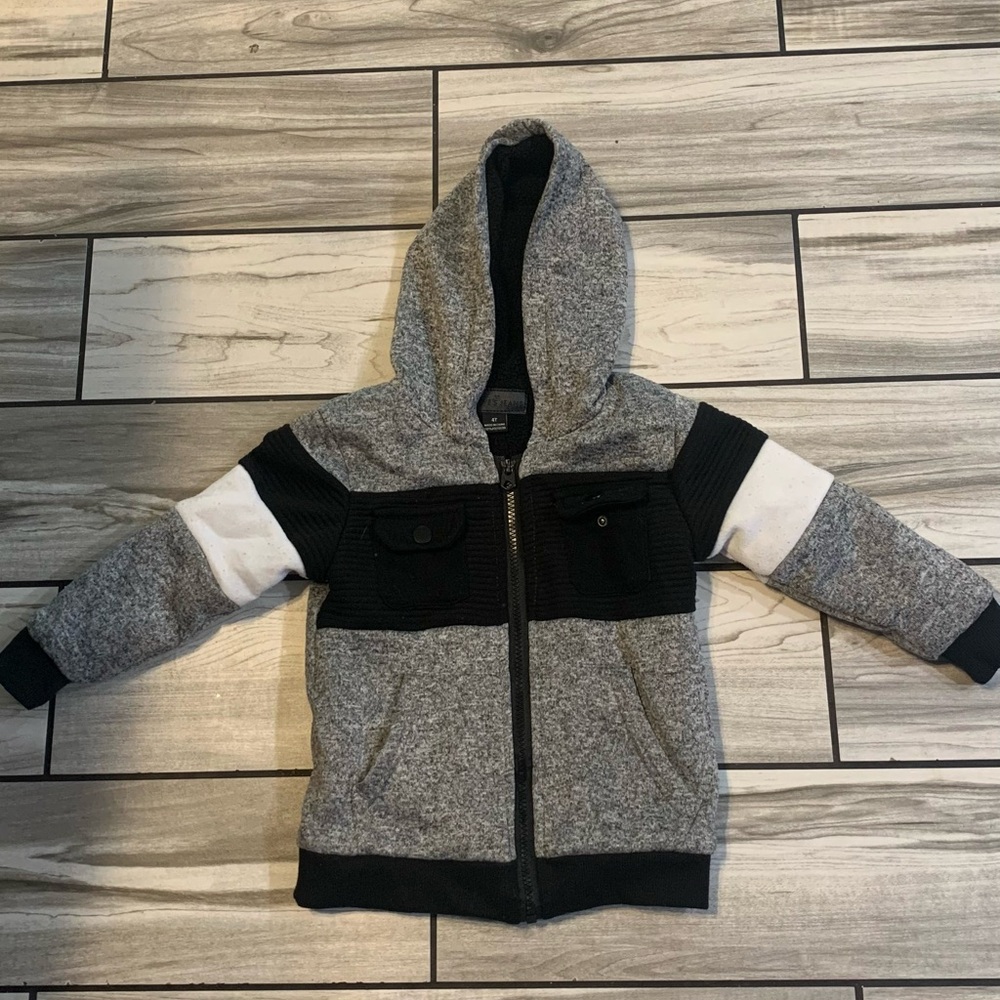 Gray and Black Kids Hoodie